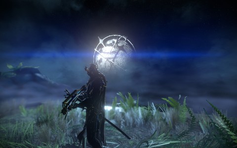 warframe infront of moon