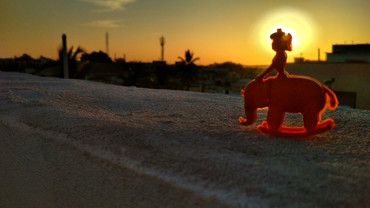 A king was watching a sunset.