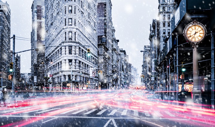 City, snowy day
