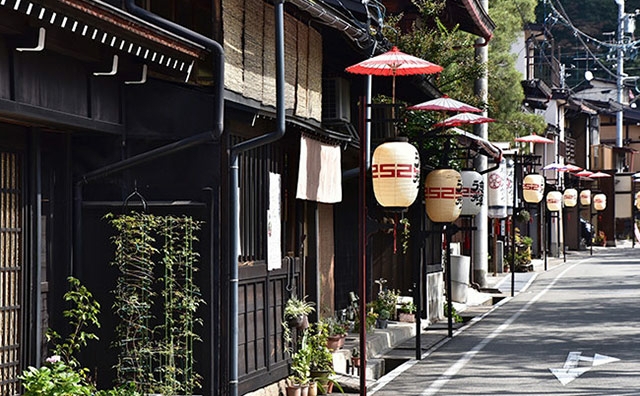 Takayama   festival lanterns line street