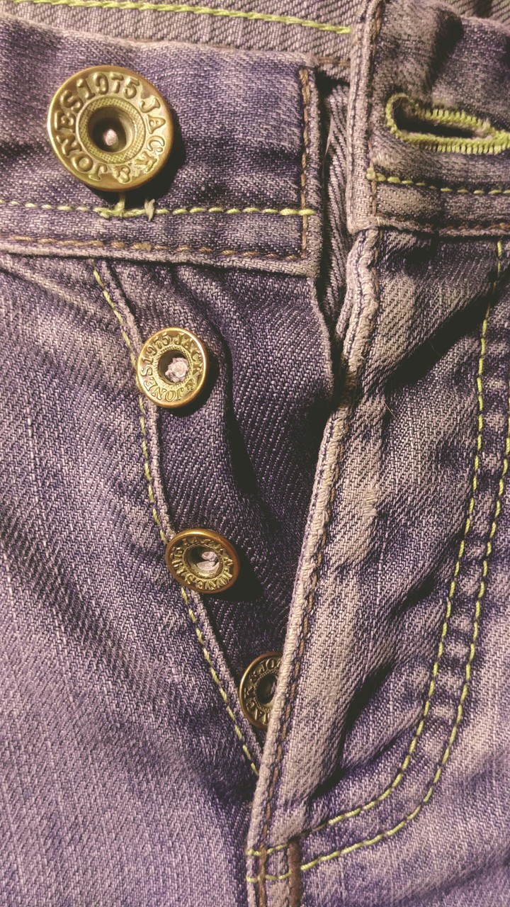 Purple jeans.