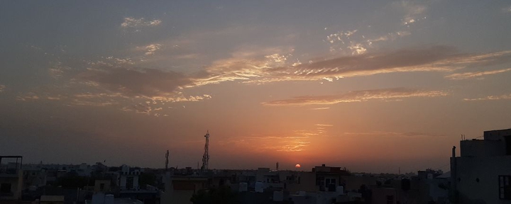 Sun in the lap of Earth. Sunset