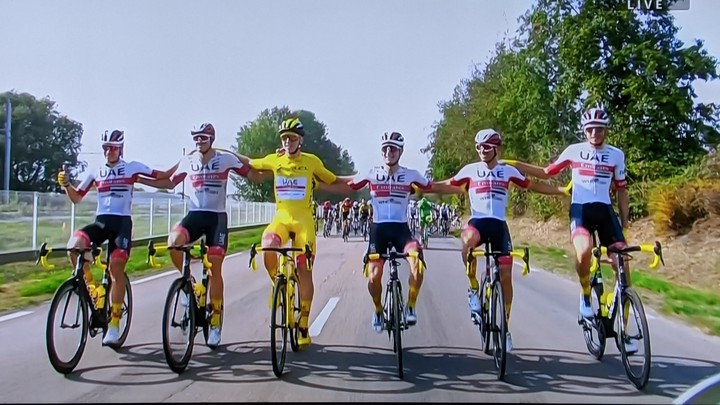 Tadej Pogacar and team UAE