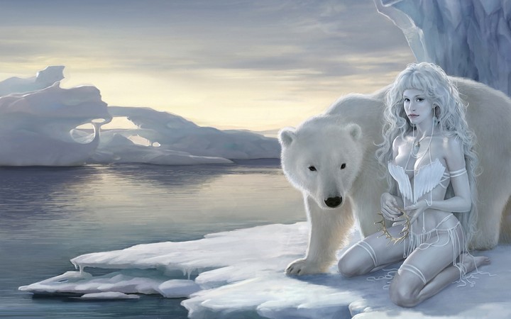 snow bear lady sexy white beauty