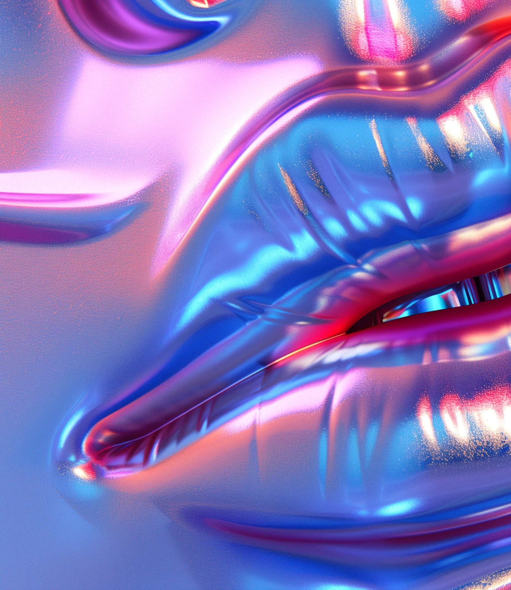 lips emerging through liquid glossy texture wallpaper background