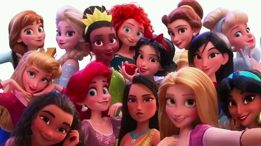 Selfie of Disney princesses with Vanellope