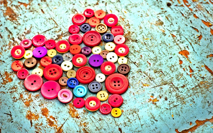 Heart made from red buttons