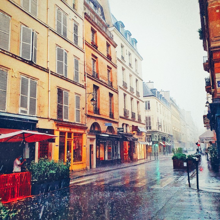 a rainy day in street