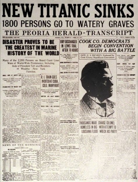 Headline "New Titanic Sinks"