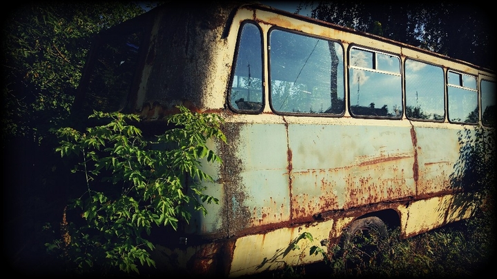 Old school bus in Russia