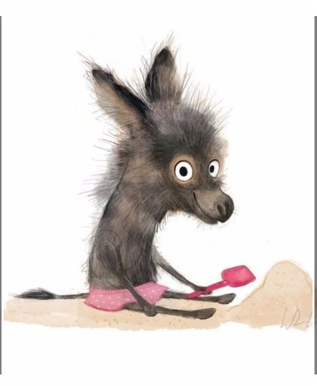 Donkey builds sand castle