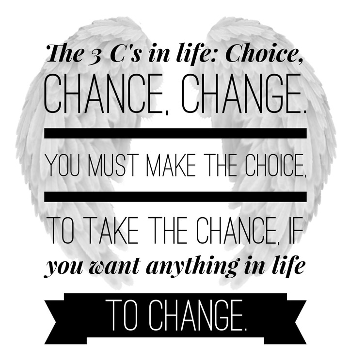 CHOICE, CHANCE, CHANGE.
