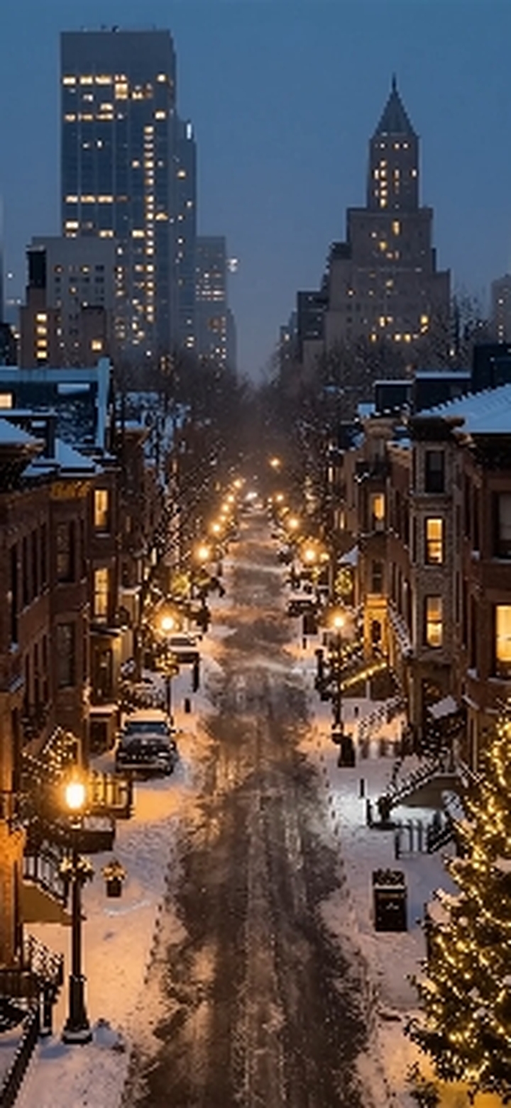 New York city snow at nights