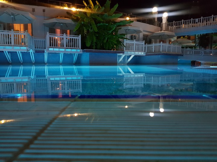 swimming pool at night