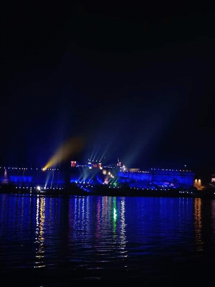 light over holy Ganges