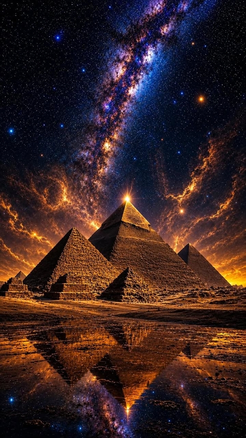 обои galaxy, pyramid