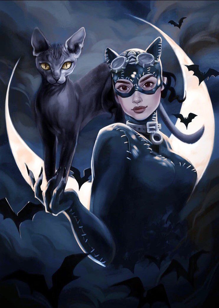 catwoman y gato