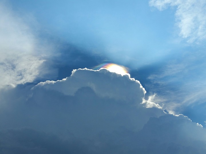 Sun hiding behind the clouds.