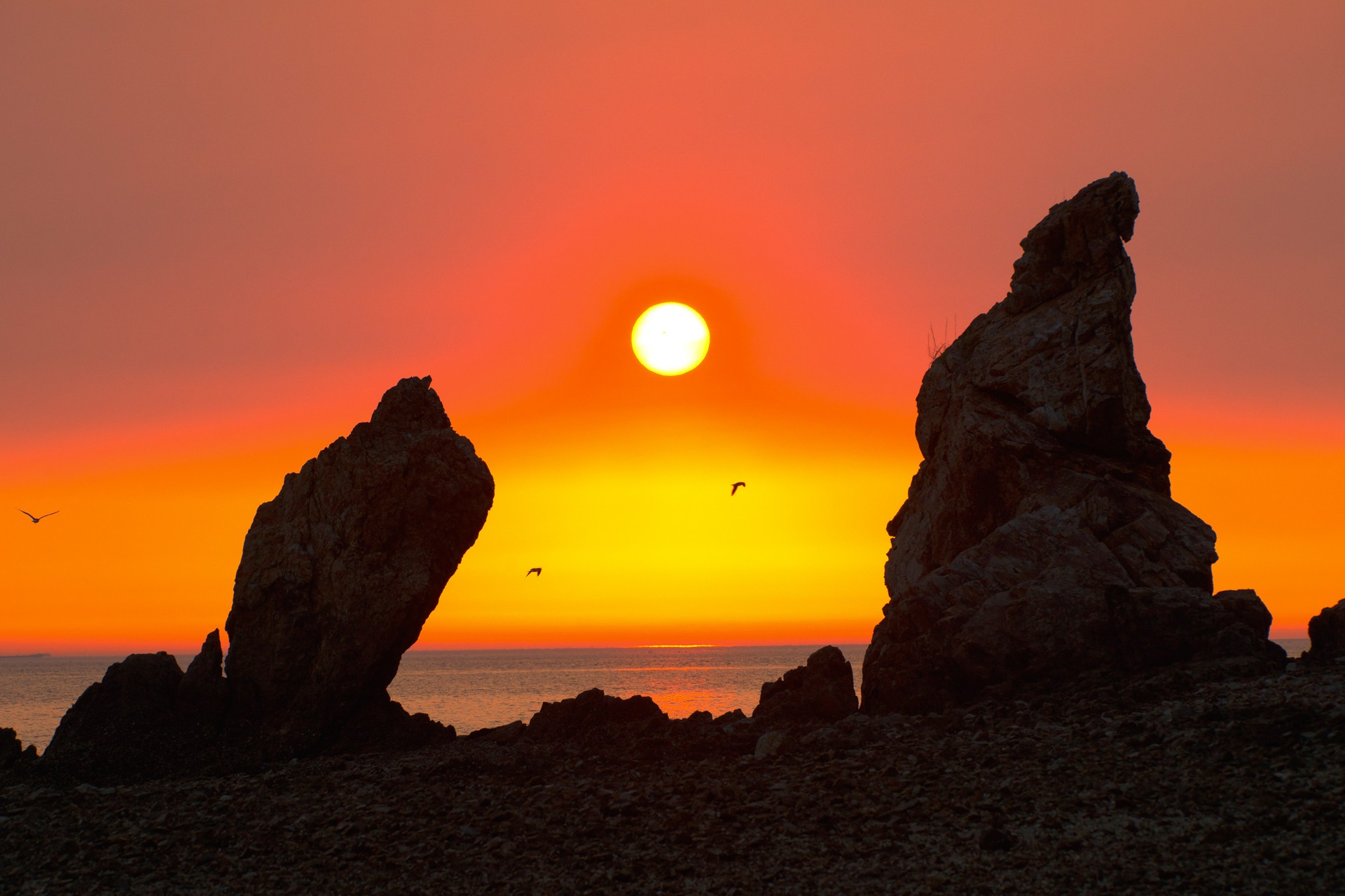 Sunset and stone