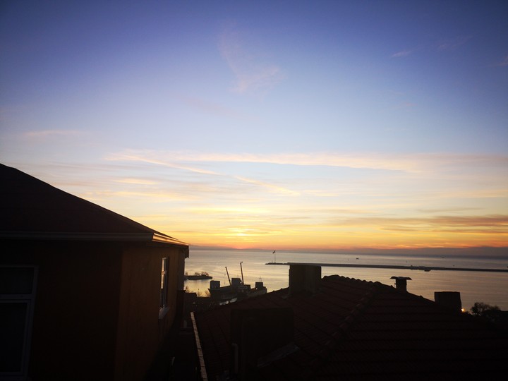 Sunset from the window of the house