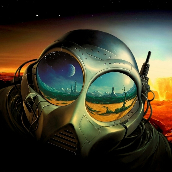 Cool Creative Fantasy Astronaut Helmet Illustration