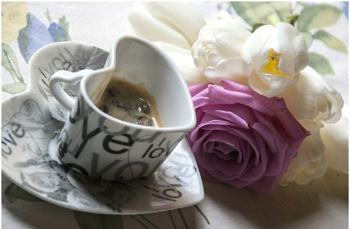 coffee, rose and love
