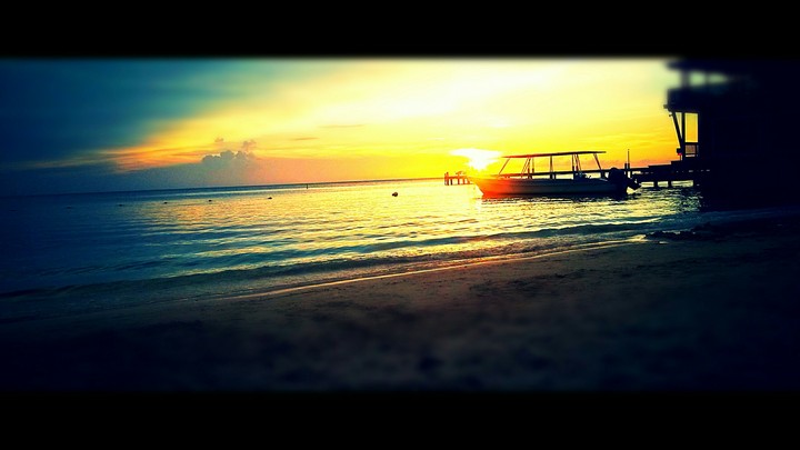 sunset the beach