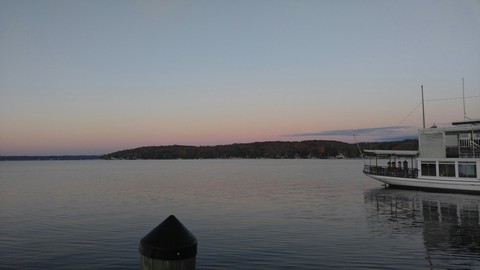 sunrise and the fall colors on Lake Geneva,wi