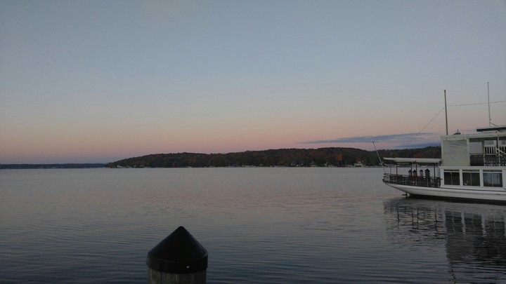 sunrise and the fall colors on Lake Geneva,wi