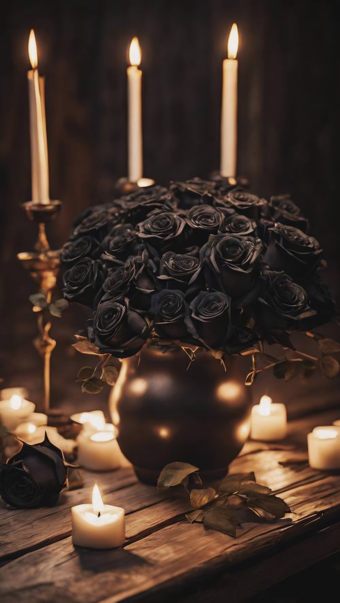 VASE OF BLACK ROSE