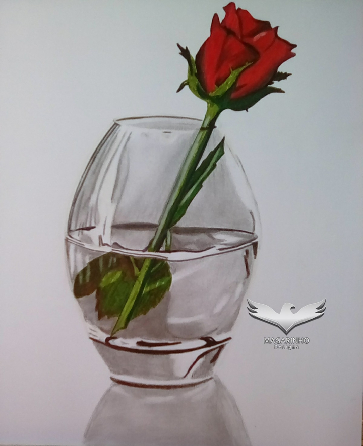 Rose in vase realistic style