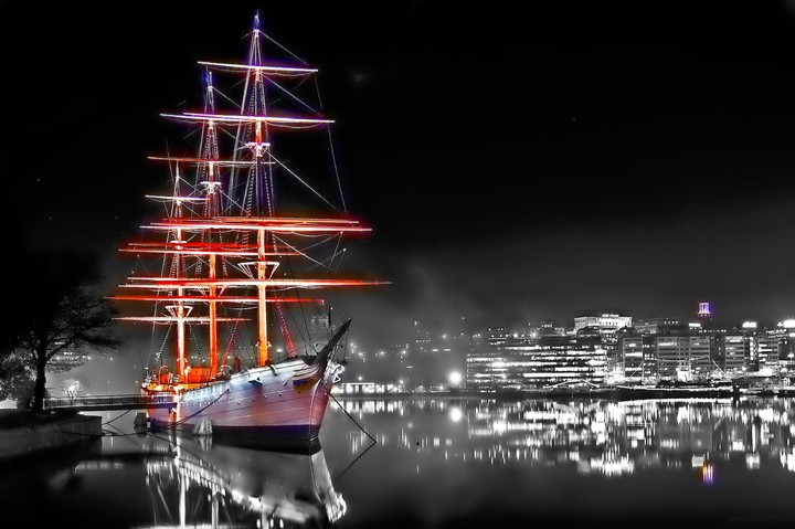 Tall ship in dock