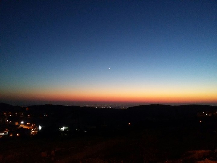 Sunset and the moon