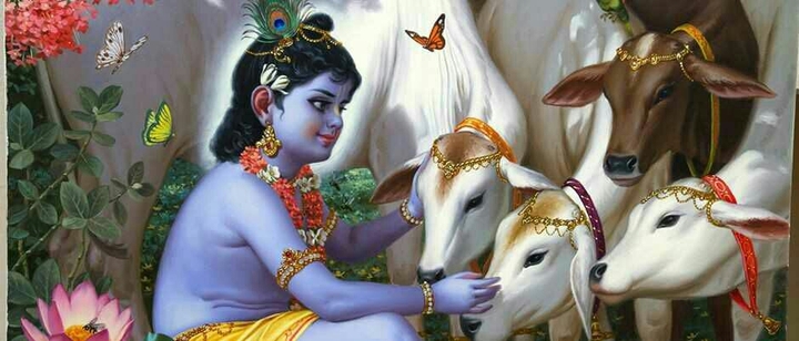 Lord krish with cow's baby