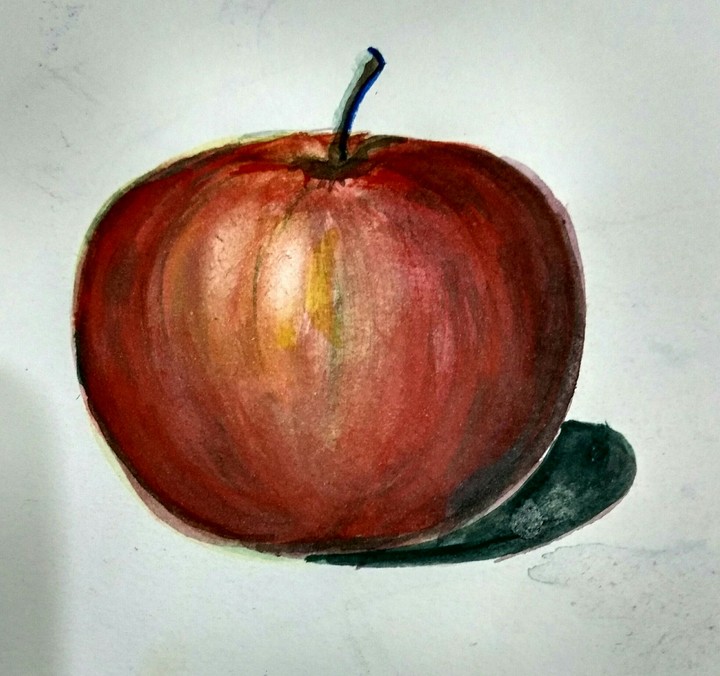 an apple in watercolor