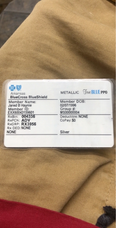 jared's Blue Cross Blue Shield card