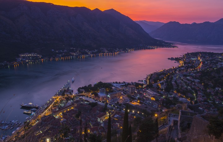 Montenegro. the city of Kotor. Evening. View of the old town
