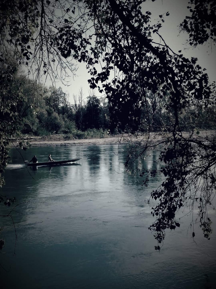 Fiume Adda a Lodi al calar della sera