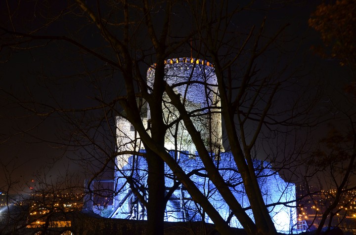 Castle at night in Będzin