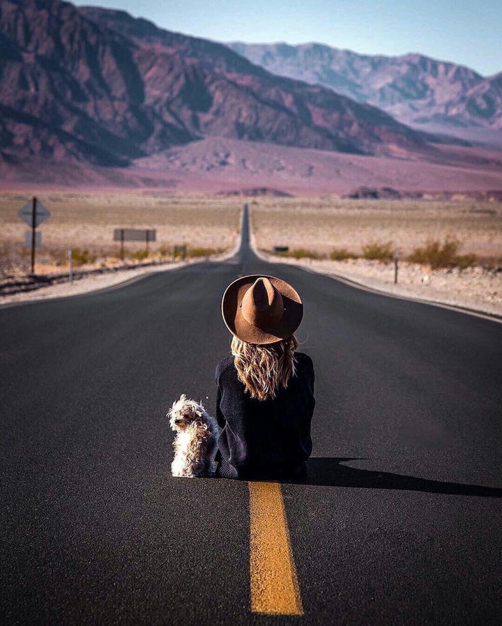 alone girl on the road