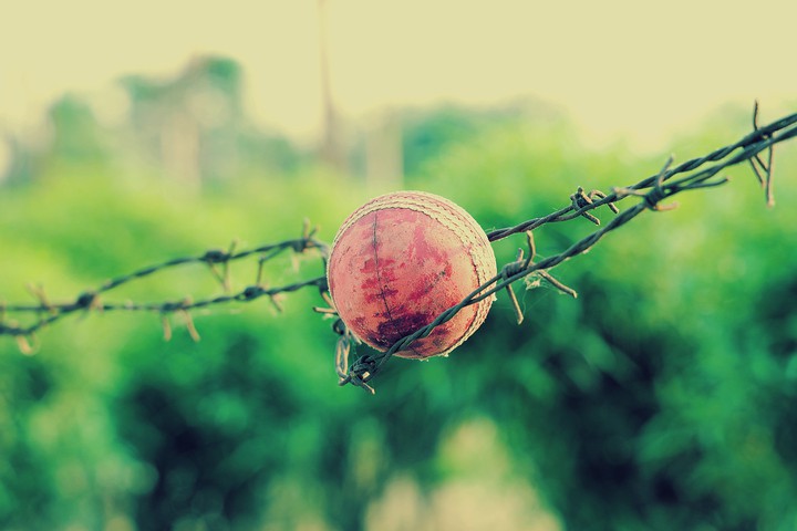 red leather cricket ball
