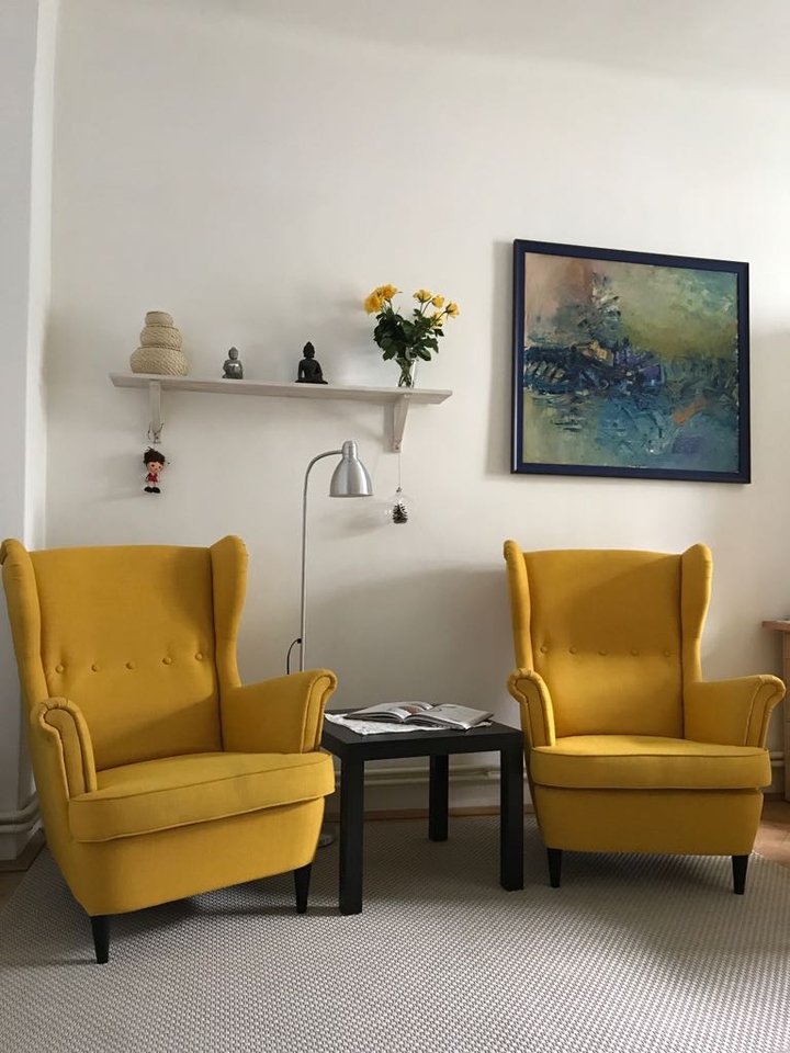 yellow armchairs