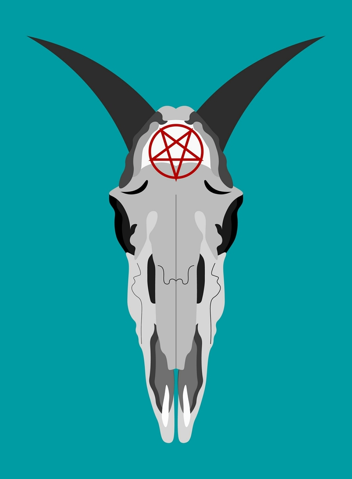 Ghotic Baphometh blue background