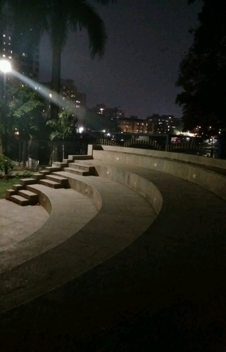 Garden stairs at night