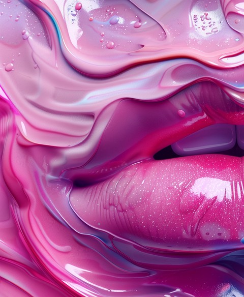 lips emerging through liquid glossy texture wallpaper background