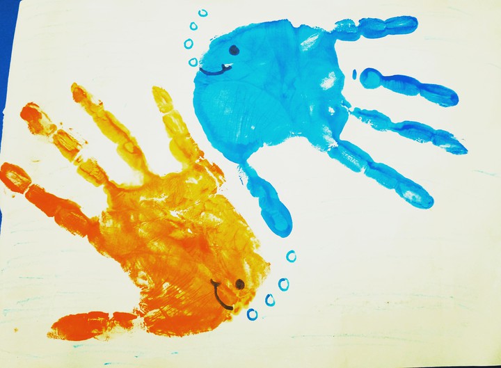 student's cute  fish palm print