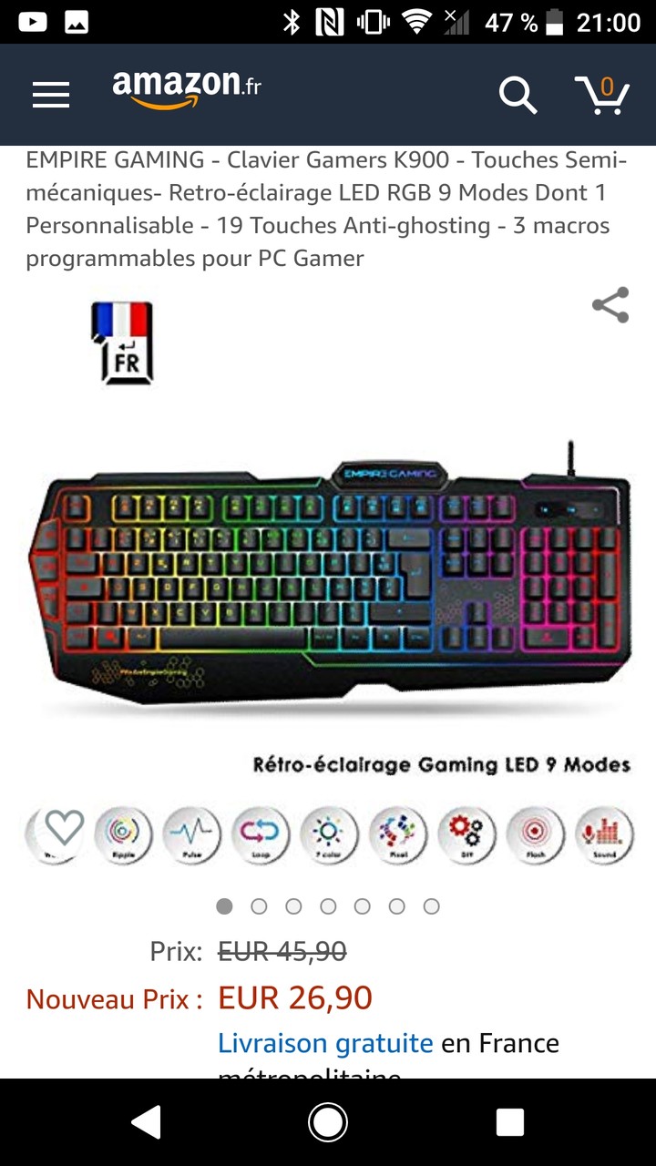 clavier empire gaming rgb...