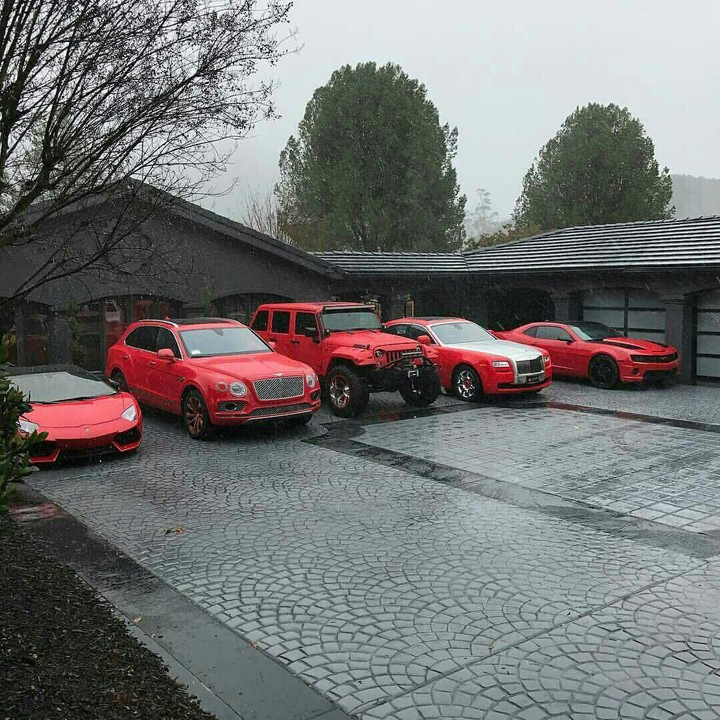 collection of red cars
