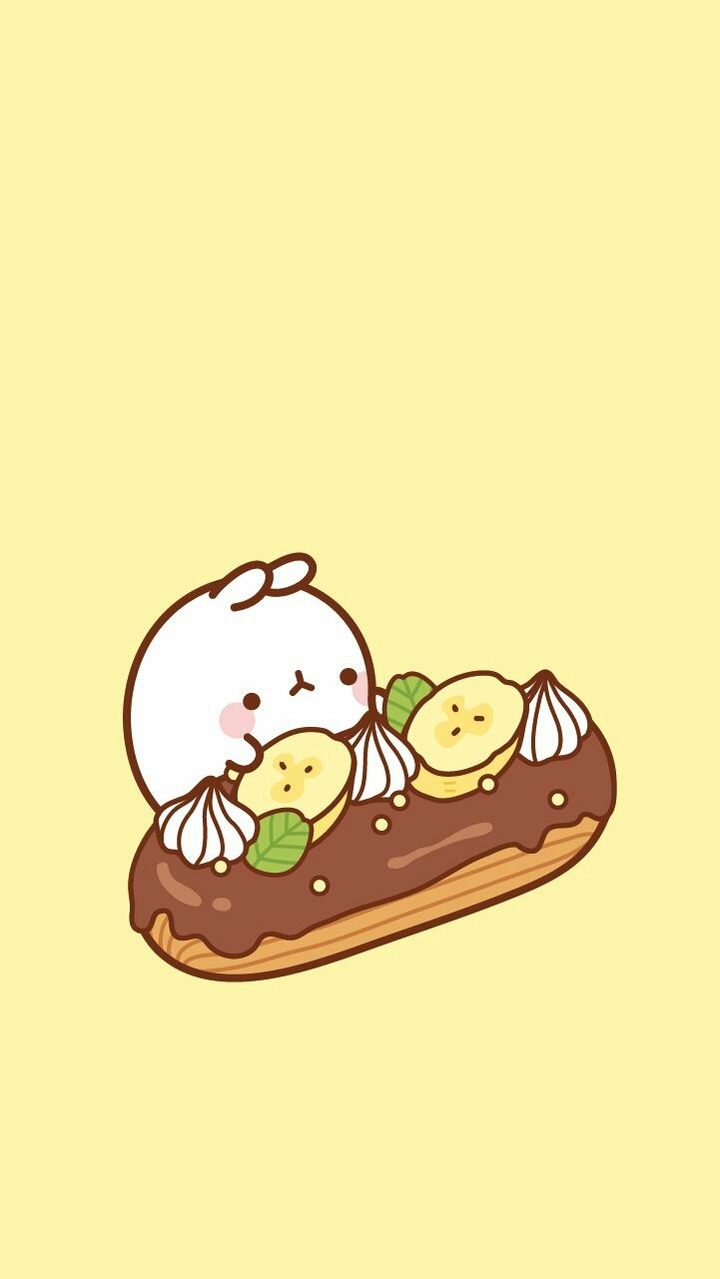 cute rabbit with banana éclair