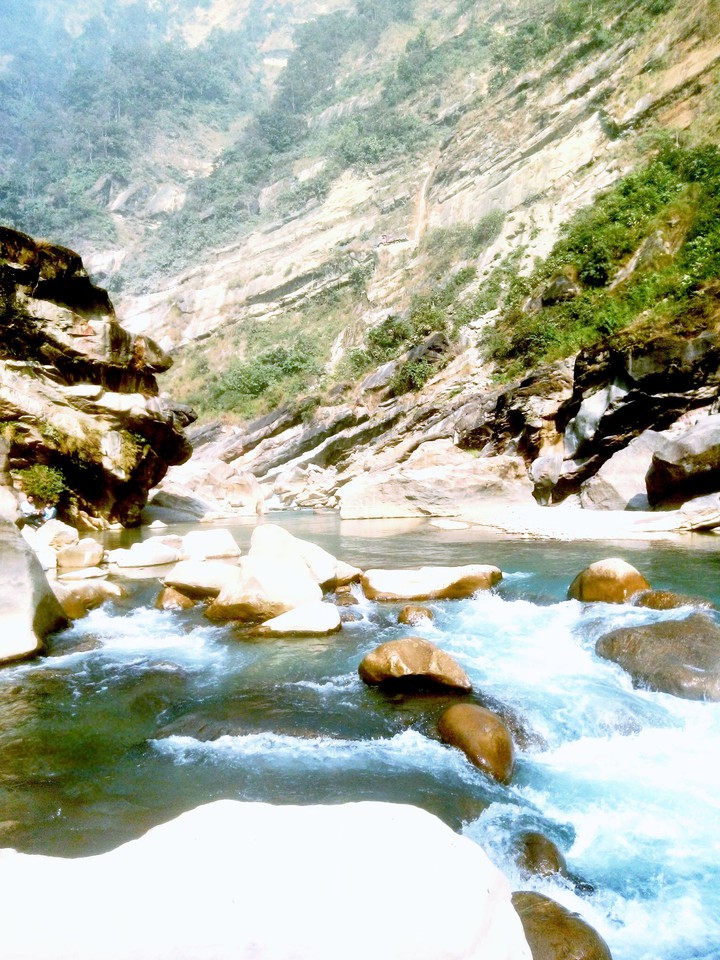 Natural river and hill